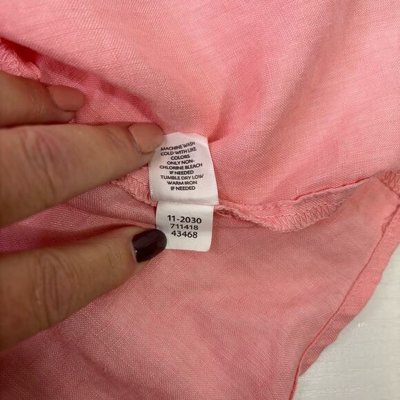 J. Jill Light Pink 100% Linen Casual Button Down Shirt Size XL XX0963 - Picture 8 of 8